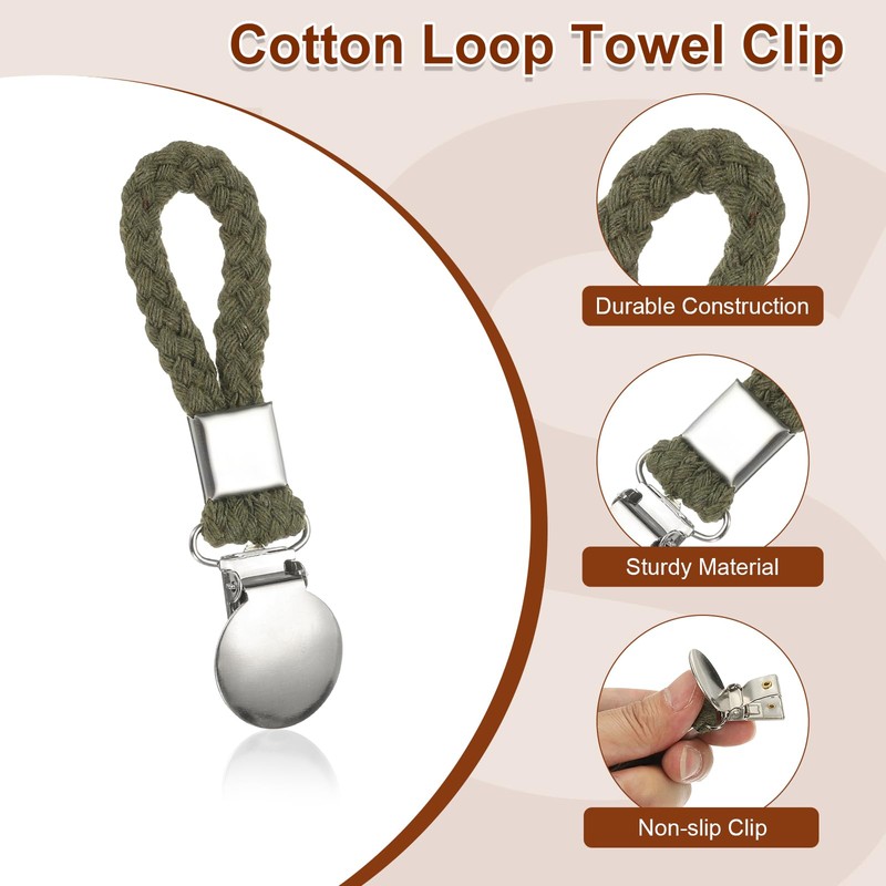 PATIKIL 5 Pcs Hanging Tea Towel Clips, 1" Width Braided
