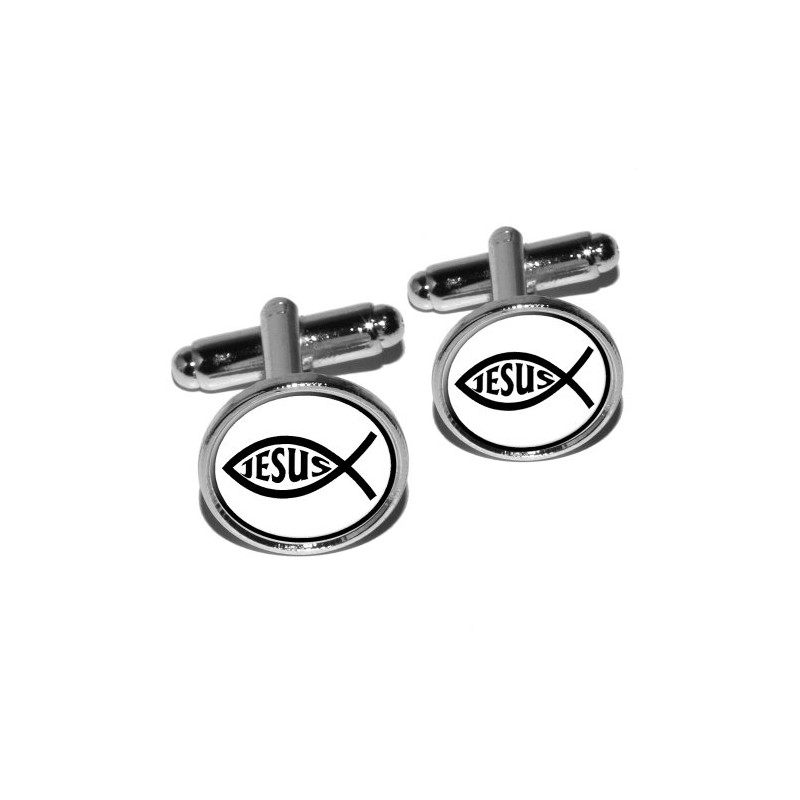 GRAPHICS & MORE Ichthus Fish Christian Jesus Round Cufflink Set