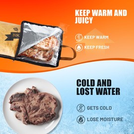 BBQ Blanket for Resting Meat, Reusable Insulated Meat Resting Bag with Wide Mouth for Large Briskets, Beef, Pork Shoulders, Turkeys, Perfect for Grilling, Smoking, Camping, and Outdoor BBQ (21in)