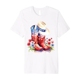 American Boots and USA Hat Design Premium T-Shirt