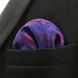 SHLAX&WING Men's Purple Abstract Silk Pocket Square, KH13