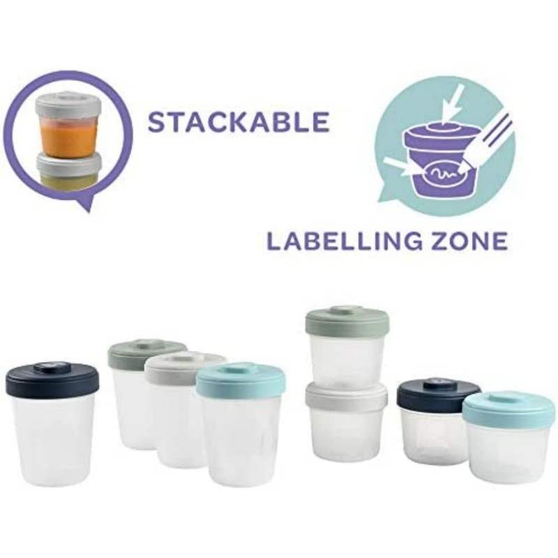 BÉABA, Set of 8 Storage Containers, Clip, Stackable Containers, 100%
