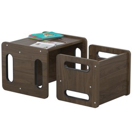 CMFYDAILY Montessori Weaning Toddler Chair and Table Set, 4-in-1 Wodden Toddler Table Chair for Eat, Craft, Read, Draw, Art, Puzzle, Play, Study