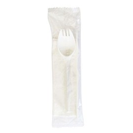 Boardwalk School Cutlery Kit, Mediumweight, Napkin/Spork/Straw, 5.31", Plastic, White, 1,000/Carton