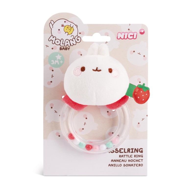 Molang Rattle Ring 11 cm White - Cuddly Toy for