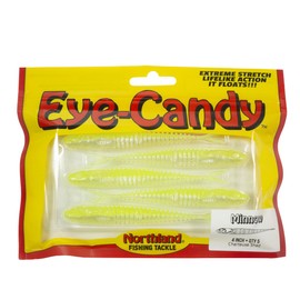 Northland Tackle Eye Candy Minnow Floating 4" Soft Plastic Fishing Lure for Walleye Fishing, 5 Baits Per Pack, Pink Silver