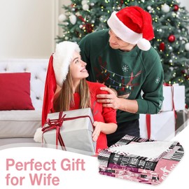 CAPRIFIC Gifts for Wife From Husband, Birthday Gifts for Her Black and Pink Blanket Romantic Gifts for Her, Wedding for Wife, for Wife （To My Wife）