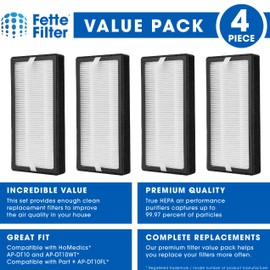 4 Pack of AP-DT10FL True Hepa Replacement Filter Compatible with HomeMedics TotalClean Desktop Air Purifier Models AP-DT10BK and AP-DT10WT. Compare to Part # AP-DT10FL
