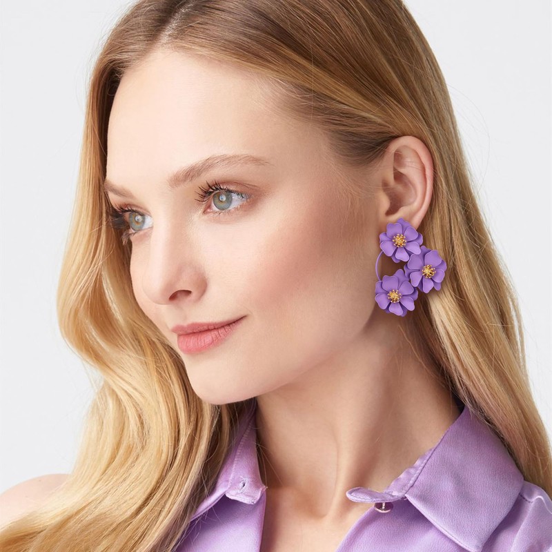 EVER FAITH Boho Flower Earrings, Large Statement Daisy Earrings for