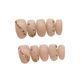 BIBII Nails Handmade Nail Tip Kit, Long Oval, 3D Nails, Finger Suit for Spring and Summer, Korea, Popular, 10 Pieces, Thin Color, Cat Eye, Magnet, Long, False Nails, 100% Handmade Nails, Reusable,
