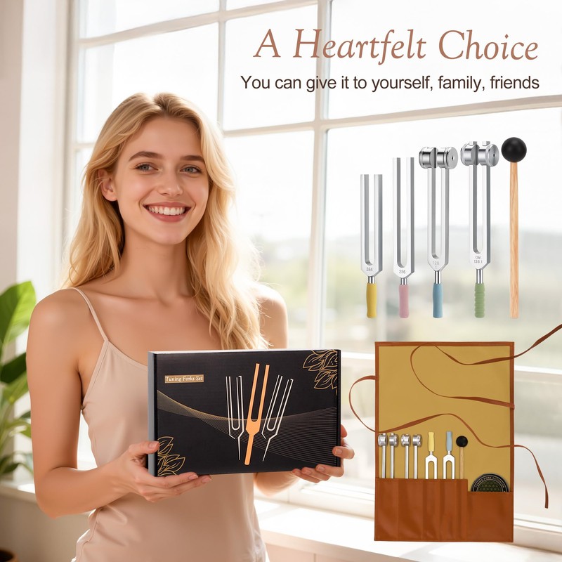 DiDiBirDi Tuning Fork Set 4pcs 128HZ, 136.1HZ, 256HZ, 384HZ, Equipped