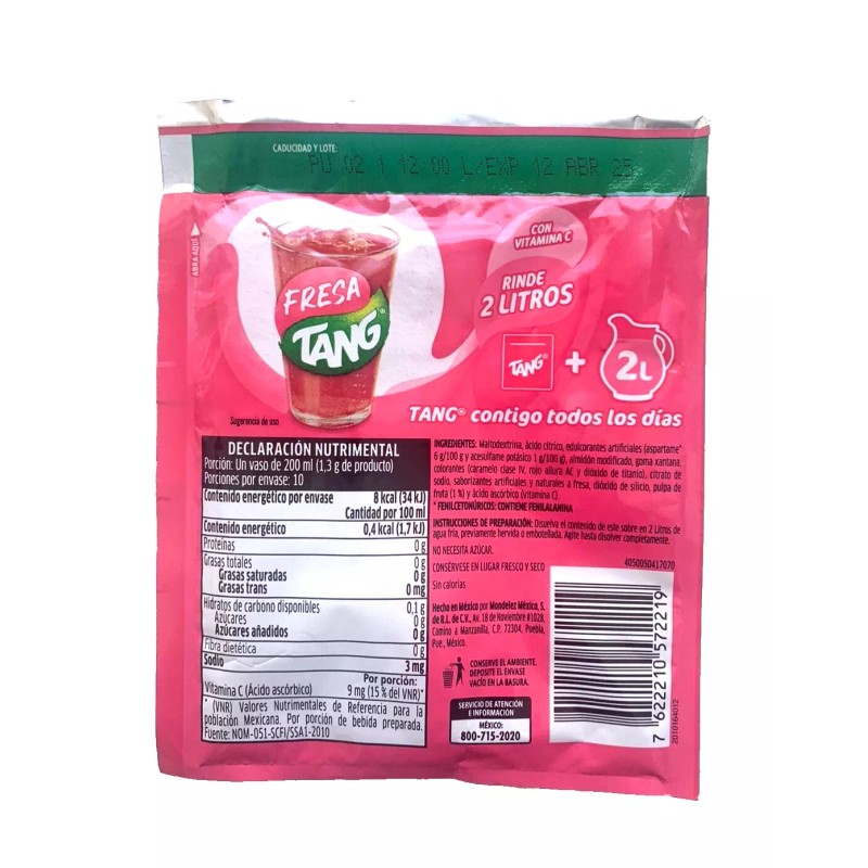 Tang 12-Pk TANG Fresa/Tang Strawberry Flavored Powdered Drink Mix 13g/.45oz