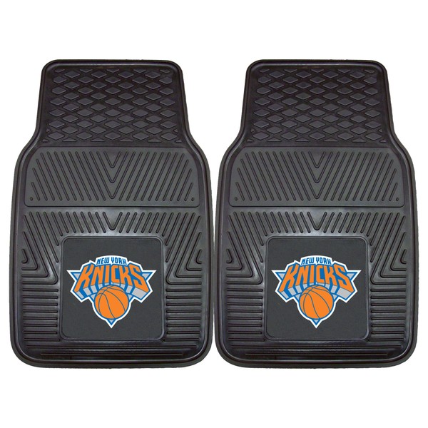 FANMATS 9358 New York Knicks 2-Piece Heavy Duty Vinyl Car Mat Set, Front Row Floor Mats, All Weather Protection, Universal Fit, Deep Resevoir Design