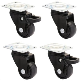 Wagner Design - 3C - Swivel Castors / Apparatus Castors / Furniture Castors Set of 4 - Black Soft Running Surface Diameter 25 mm 2 Castors without and 2 Castors with Lock Load Capacity 12 kg / Roll -