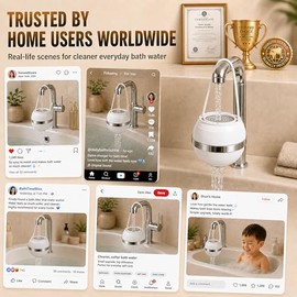 Bath Filter for Tub - 10 Stages Bath Filter- Removes Hundreds of Contaminants, BPA Free, Purify Your Bathwater for Healthier Skin and Hair, White