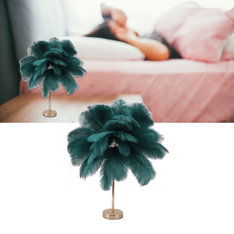 Ostrich Feather Table Lamp Rechargeable Modern Romantic Decoration Lamp Bedroom