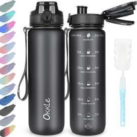 OKKLE Water Bottle 1L BPA Free Water Bottle with Lid and Leak-Proof, Suitable for Gym, School, Cycling, Outdoor, Sports, Fitness