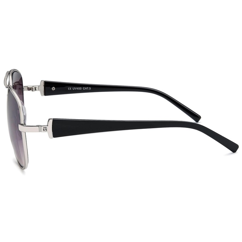 styleBREAKER Women's Sunglasses Black Gestell Silber-Schwarz / Glas Grau verlaufend