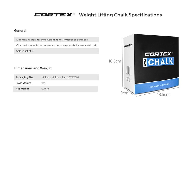 Cortex Weight Lifting Chalk 60g Gym Lifting Rock Climbing Chalk