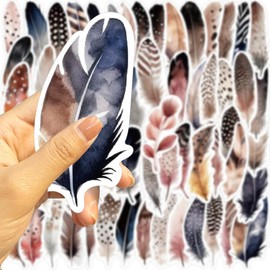 Dream Feather Stickers,50PCS Feather Graffiti Vinyl Waterproof Decals for Water Bottles Computer Bicycle Skateboard Luggage Phone Pad Laptop Kids Teens Stickers Pack