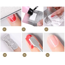 JZK 200 x Aluminium Foil Remover Gel Pads with Cotton Pads for Removing Normal/Gel Nail Polish, Nail Clips, Nail File and Nail File with Buffer Side, Cuticle Pusher, Set Gel Nail Polish Remover