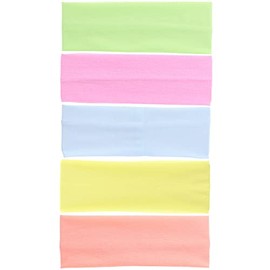 Set of 5 Elasticated Lycra Fabric 7cm Kylie Headbands - Assorted Colours