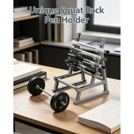 Squat Rack Pen Holder Desk Accessories, Gym Pen Holder Funny Office Decor Phone Holder Fun Desktop Accessories for Office Mini Pen Organizer Unique for All Fitness Enthusiasts and Weightlifting Fans