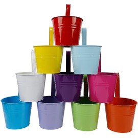 Glory Island 10 Pack 6 in Metal Iron Hanging Flower Pots, Balcony Planter with Detachable Hook, Durable Herb Pots Perfect for Fence (6 inches)