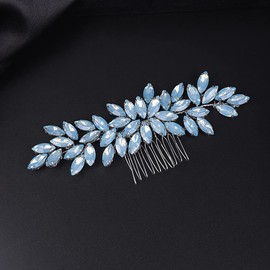 Jumwrit Peine para el pelo de novia con diamantes de imitación, accesorio para el pelo hecho a mano para dama de honor, mujeres y niñas (ópalo)