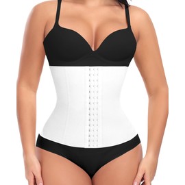 Ganado Waist Trainer for Women Corset Shapewear Tummy Control Waist Cincher Underbust Postpartum Girdle Body Shaper White Long Torso XX-Large