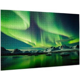 Northern Lights Aurora River at Kirkjufell in Iceland Puzzles for Adults 1000 Pieces Jigsaw Puzzles Formation Wooden Explore and Enjoy Gifts Home Decoration 29.5'' x 19.6''