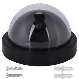 Dummy Fake Camera Security CCTV Dome Cameras, Dummy Outdoor Camera with Flashing Red LED Light Dummy Security Camera