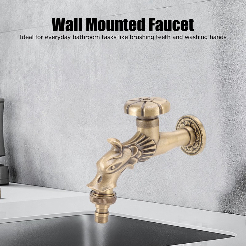 Antique Faucet G1/2 Engraved Brass Vintage Bronze Horse Shape Hanging