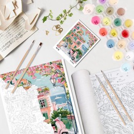 Qiukoo Paint by Numbers Adult Landscape, Paint by Numbers, DIY House with Brushes and Colours, Oil Painting Canvas for Home Decor, Gift (40 x 50 cm)