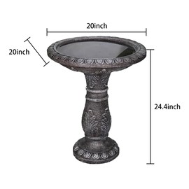 FlowLuxe 24.4" H Concrete Bird Bath for Outdoors - 24.4" H * 20" Φ Bird Bath for Outside, Classical Birdbath Patio Decor