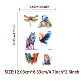 MOTIBACK Temporary Tattoos for Kids, 10 Pcs Painted Animals Tattoos for Kids, Festival Party Stickers for Boys and Girls