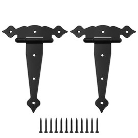 Set of 2 ZONADAH Garden Shed Door Hinge Heavy Duty T Hinge with Straps 8" Rustproof T Hinges Gate Barn Forged with Screws for Gates Sheds Doors Windows