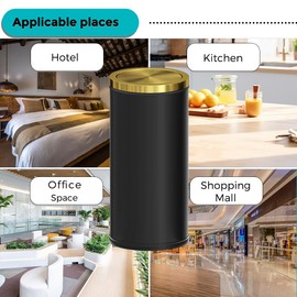 YOJIA 7.92 gallon/30L Kitchen Trash Can with Lid,Tall Slim,Elegant,Black,Brushed Stainless Steel Lgarbage Can for Office,Hotel,Kitchen (30Lblack)