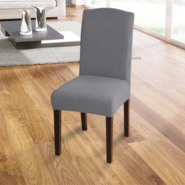 Granbest High Stretch Dining Chair Slipcovers, Universal Fit Jacquard Parson Dining Chair Covers, Removable Chair Protectors for Dining Room, Kitchen, Restaurant and Hotel (Set of 4, Light Grey)