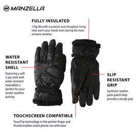 Manzella Women's Marlow Ski Glove, Waterproof, Windproof, Touchscreen Capable, Plum, Large