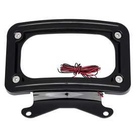 TCT-MOTORPARTS Curved License Plate Frame W/LED Light Fit for Harley Touring Street Glide 2010-2023; FLHRXS Road King Special '17-'23; Road Glide '10-'13 & '15-'23 Black