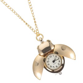 VILLCASE Chain Watch Beetle Pocket Watch Neck Watch Quartz Chain Watch Necklace Watch Metal Vintage Beetle Chain Pendant for Women Men Doctor Christmas Gift, golden, vintage