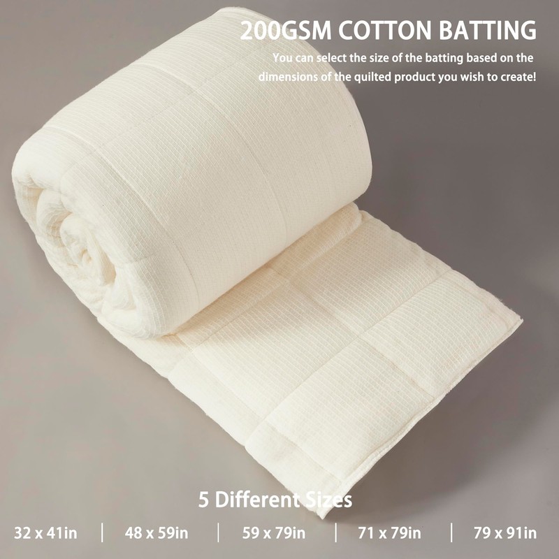 Natural Cotton Batting for Quilting, Batting for Sewing Handmade Quilts