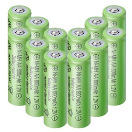Lombaour 1.2 Volt AA 600mAh NiMH Rechargeable Batteries,Pre-Charged Double A Battery for Solar Garden Lawn Landscaping Lamps Lights Lantern(Pack of 12)