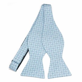tiemart Regent Morris Neckwear Linen/Silk Self-Tie Bow Tie (Light Blue Mayoral Check)