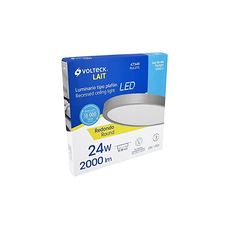 Volteck Lait PLA-217L, Luminario gris de LED 24 W redondo
