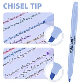 coruscant Pastel Highlighters Set, Assorted Colors Chisel Tip Cute Bible Highlighters, No Bleed Dry Quickly, for Journal Bible Study, Perfect for thin paper, School Office Supplies, 8 Pack