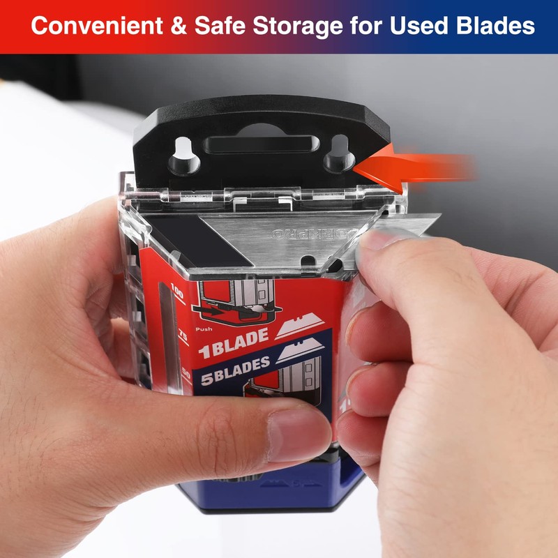 WORKPRO Utility Knife Blades, 100-Pack Utility Blades Replacement with Dispenser,