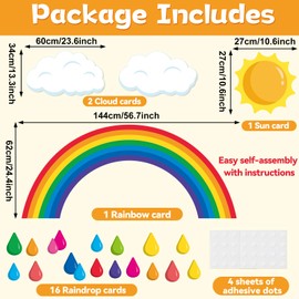 70.8 x 39In Large Rainbow Bulletin Board Classroom Decorations for Teachers Jumbo Colorful Rainbow Sun Cutouts Motivational Back to School Supplies Welcome Sign for Nursery Preschool Wall Door Decor