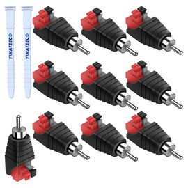 YIMATEECO RCA to Speaker Wire Adapter, 10 Pack Speaker Phono Jack RCA Male to AV 2 Screw Terminal Female, Audio Video Spring Press Type Balum Connector Adapter (RCA Male To AV 2 Screw Female, 10Pack)